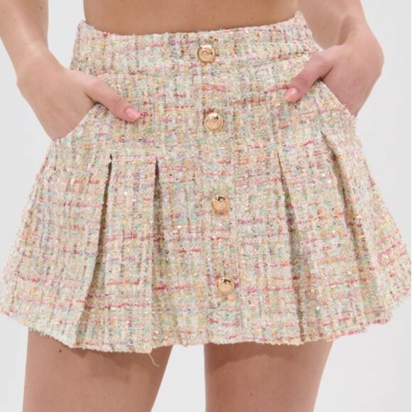 EVERY BIT OF PRETTY TWEED MINI SKIRT - L - Picture 1 of 3